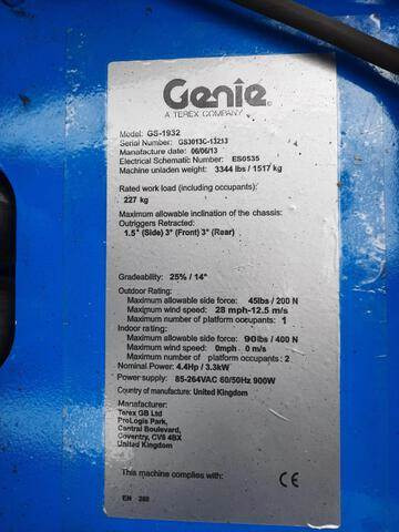 Genie GS1932 - Ψαλιδωτό ανυψωτικό: φωτογραφία 2 Genie GS1932 - Ψαλιδωτό ανυψωτικό: φωτογραφία 2