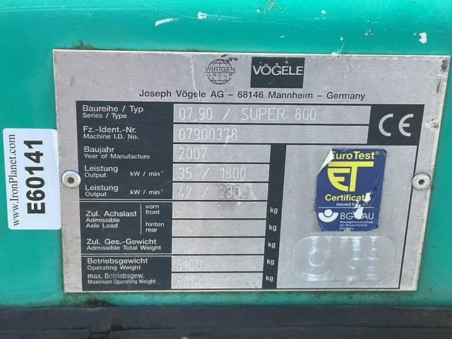 Vögele Super 800 - Διαστρωτήρας ασφάλτου: φωτογραφία 5 Vögele Super 800 - Διαστρωτήρας ασφάλτου: φωτογραφία 5