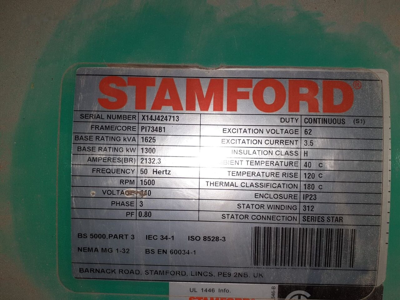 Νέα Βιομηχανική γεννήτρια Stamford Generator Cummins STAMFORD 1600 KVA 2015 rok . Agregaty Prądotwó: φωτογραφία 6