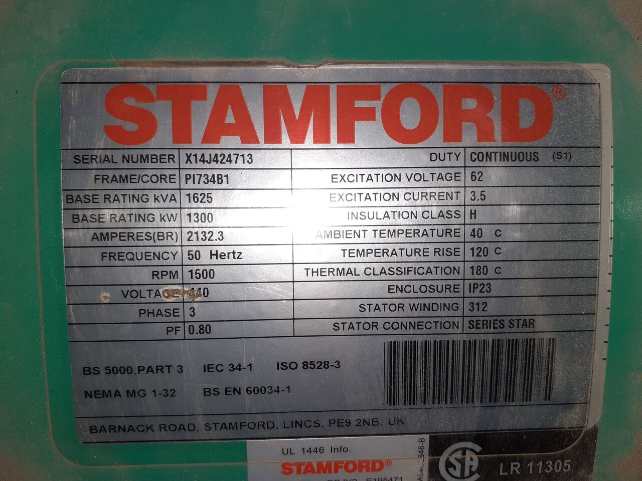 Νέα Βιομηχανική γεννήτρια Stamford Generator Cummins STAMFORD 1600 KVA 2015 rok . Agregaty Prądotwó: φωτογραφία 11