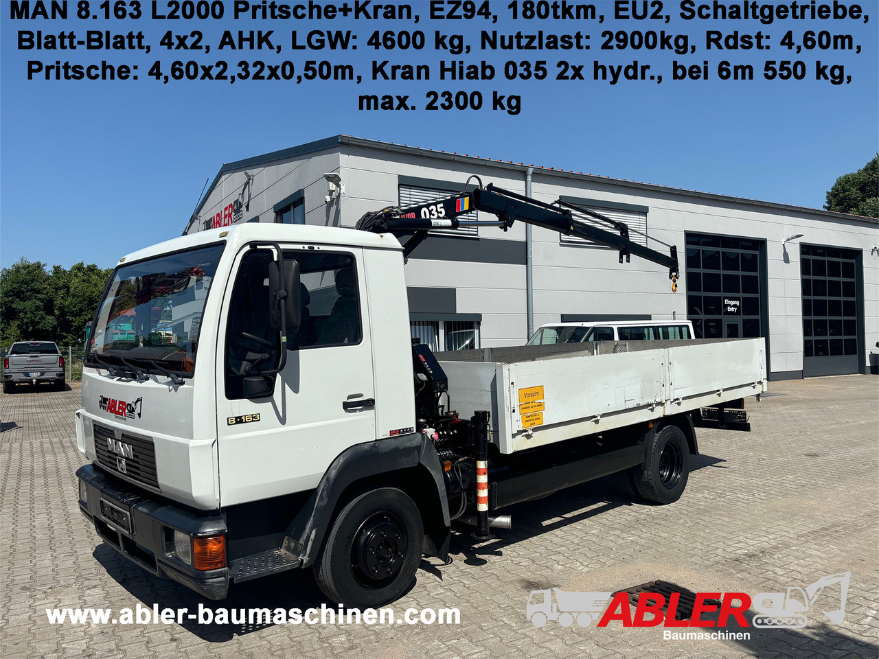 MAN 8.163 L2000 Pritsche+Kran Hiab 035 - Φορτηγό με ανοιχτή καρότσα, Φορτηγό με γερανό: φωτογραφία 1 MAN 8.163 L2000 Pritsche+Kran Hiab 035 - Φορτηγό με ανοιχτή καρότσα, Φορτηγό με γερανό: φωτογραφία 1