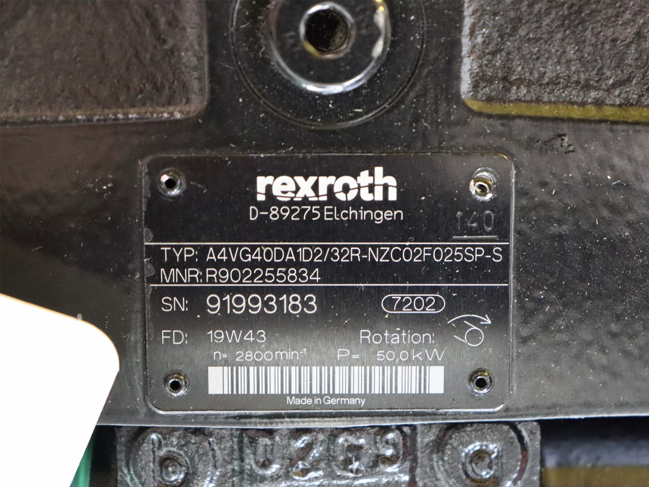 REXROTH A4VG40DA1D2/32R-NZC02F025SP-S - Υδραυλική αντλία για Κατασκευή μηχανήματα: φωτογραφία 4 REXROTH A4VG40DA1D2/32R-NZC02F025SP-S - Υδραυλική αντλία για Κατασκευή μηχανήματα: φωτογραφία 4