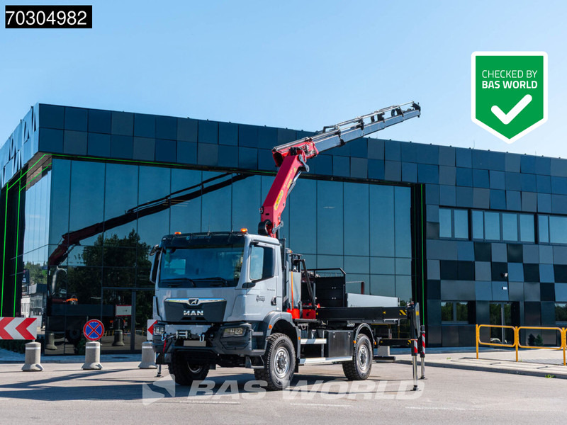 MAN TGM 18.320 4X4 NEW 4x4 Palfinger PK 27002-SH D Crane manbasket Steelsuspension - Φορτηγό με ανοιχτή καρότσα, Φορτηγό με γερανό: φωτογραφία 1 MAN TGM 18.320 4X4 NEW 4x4 Palfinger PK 27002-SH D Crane manbasket Steelsuspension - Φορτηγό με ανοιχτή καρότσα, Φορτηγό με γερανό: φωτογραφία 1