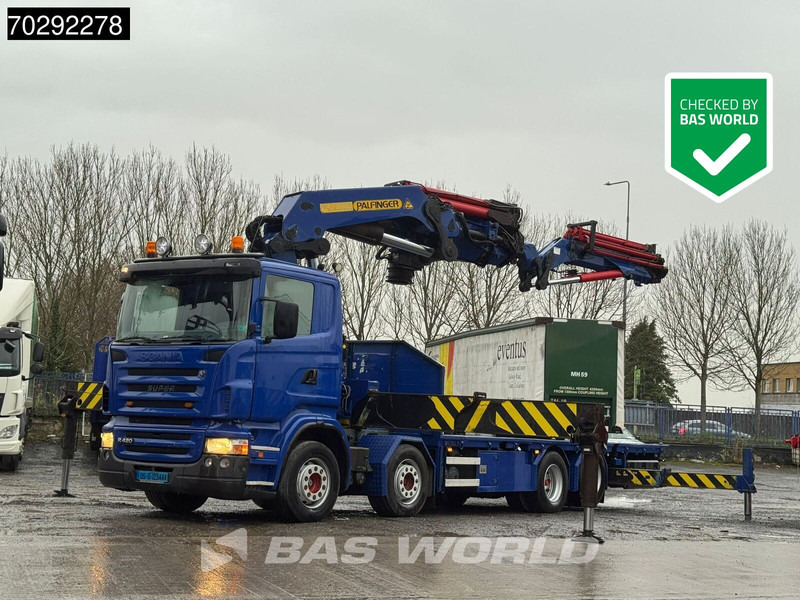 Scania R420 8X2 Palfinger PK100002 Crane Kran + PJ170 JIB Lift Axle Euro 4 - Φορτηγό με ανοιχτή καρότσα, Φορτηγό με γερανό: φωτογραφία 1 Scania R420 8X2 Palfinger PK100002 Crane Kran + PJ170 JIB Lift Axle Euro 4 - Φορτηγό με ανοιχτή καρότσα, Φορτηγό με γερανό: φωτογραφία 1