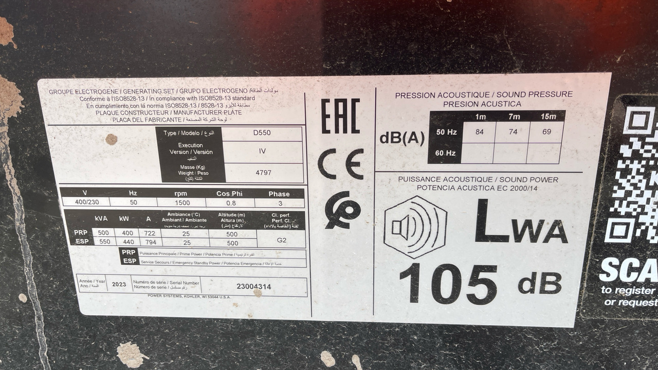 KOLHER D550IV 403 GENERATOR - Εξοπλισμού κατασκευών: φωτογραφία 5 KOLHER D550IV 403 GENERATOR - Εξοπλισμού κατασκευών: φωτογραφία 5