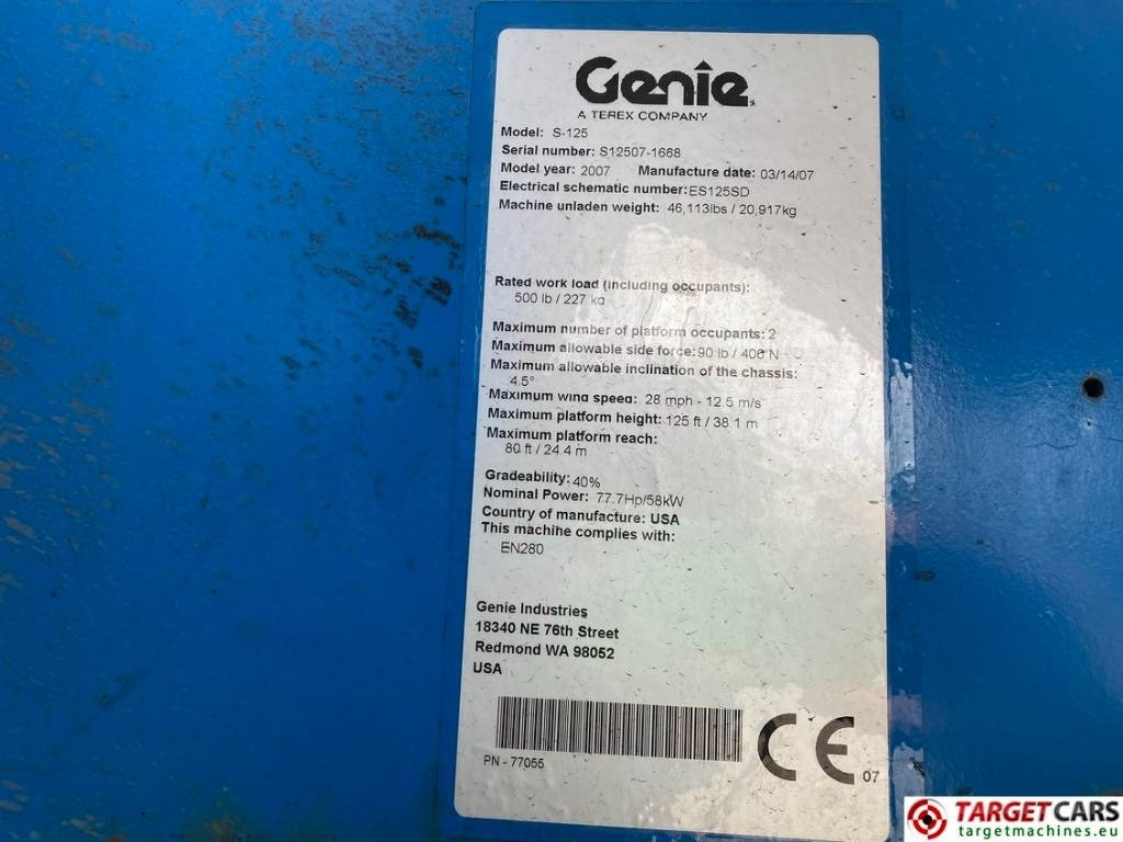 Τηλεσκοπικό ανυψωτικό Genie S-125 Telescopic 4x4x4 Diesel Boom WorkLift 4010cm: φωτογραφία 10
