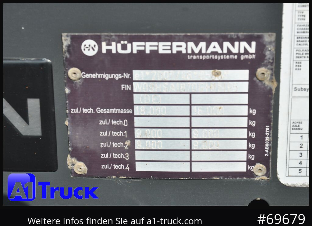HUEFFERMANN HSA 1870 Luft, SAF, Scheibenbremse - Ρυμούλκα γάντζος/ Αλυσιδάκι: φωτογραφία 5 HUEFFERMANN HSA 1870 Luft, SAF, Scheibenbremse - Ρυμούλκα γάντζος/ Αλυσιδάκι: φωτογραφία 5