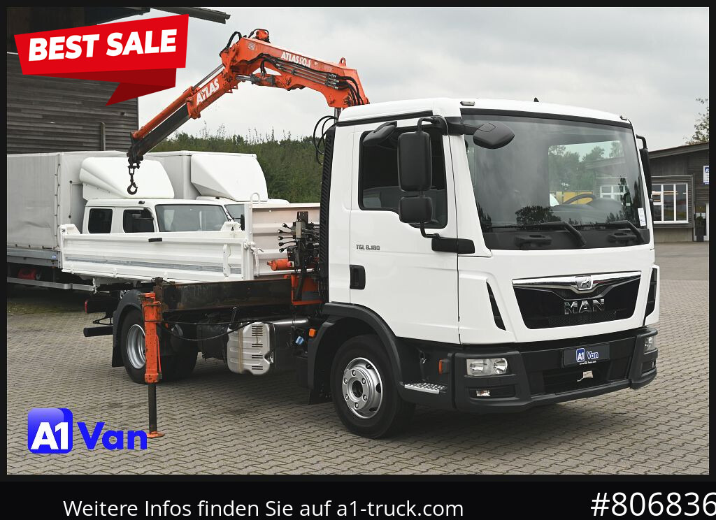 MAN TGL 8.180 Kipper Kran, Meiller, Atlas, AHK - Φορτηγό ανατρεπόμενο: φωτογραφία 1 MAN TGL 8.180 Kipper Kran, Meiller, Atlas, AHK - Φορτηγό ανατρεπόμενο: φωτογραφία 1