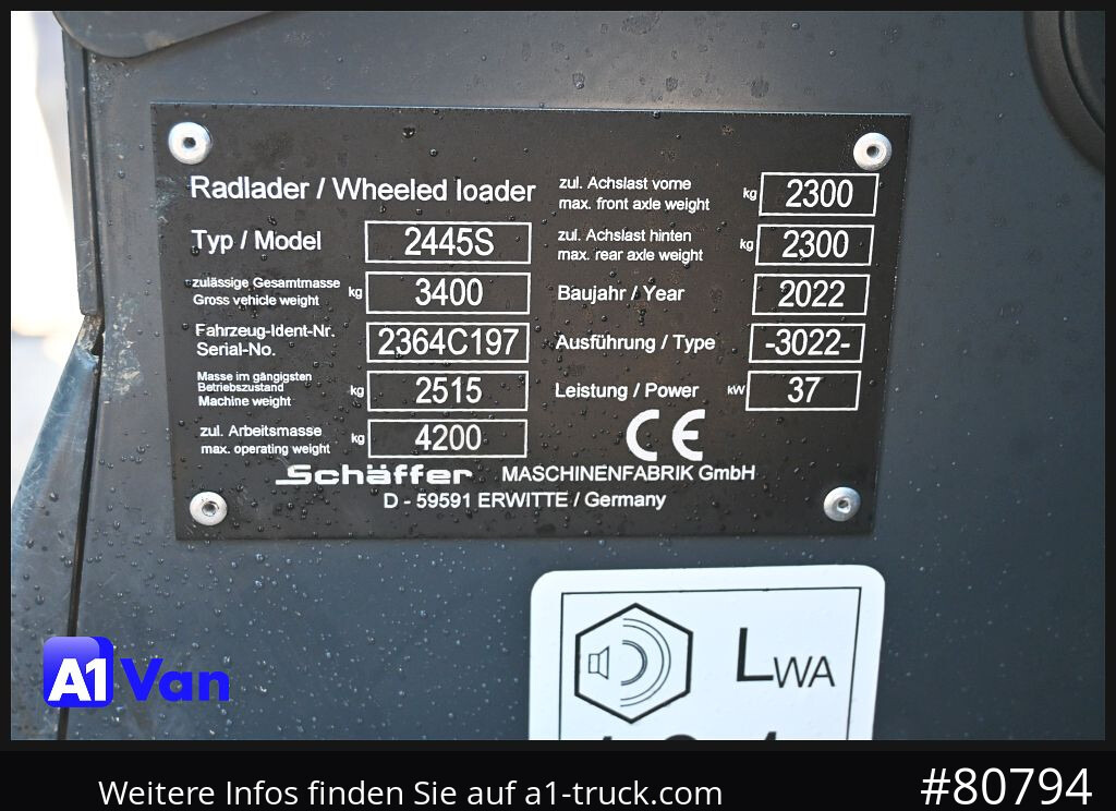 SCHAEFFER Schäffer 2445S Hoflader, Gabel, 127 Bstd. - Ελαστιχοφόρος φορτωτής: φωτογραφία 4 SCHAEFFER Schäffer 2445S Hoflader, Gabel, 127 Bstd. - Ελαστιχοφόρος φορτωτής: φωτογραφία 4