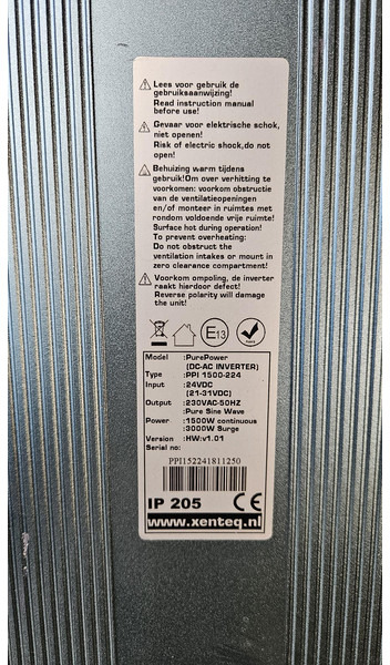 Diversen Omvormer Pure power PPI 1500-224 24V 230V 1500W/ 3000W - Ηλεκτρικό σύστημα για Φορτηγό: φωτογραφία 3 Diversen Omvormer Pure power PPI 1500-224 24V 230V 1500W/ 3000W - Ηλεκτρικό σύστημα για Φορτηγό: φωτογραφία 3