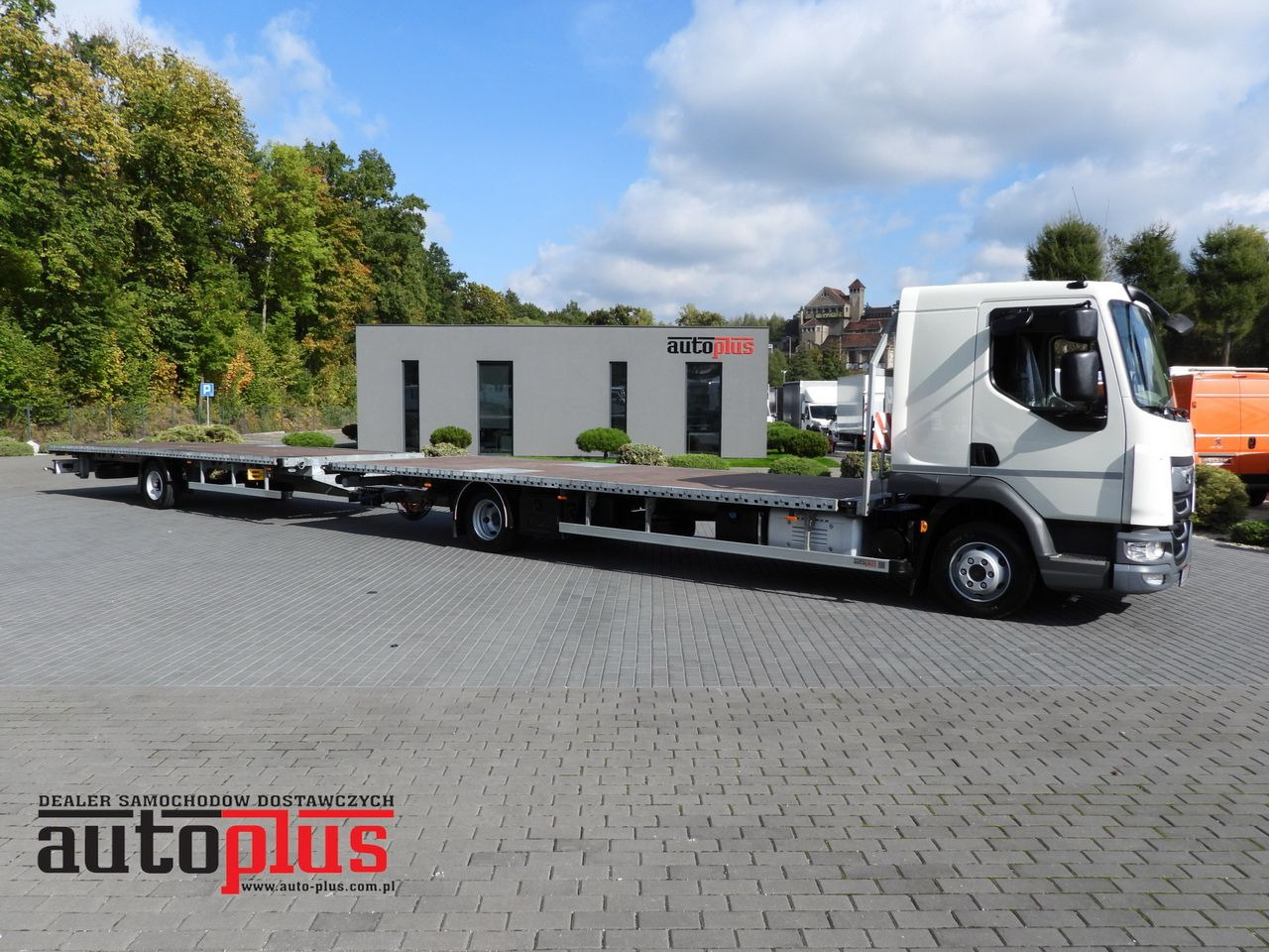DAF LF 230 CONTAINER CARRIER PLATFORM + TRAILER WEBASTO CRUISE CONTROL LED LIGHTS PNEUMATICS AUTOMATIC TRANSMISSION TWIN WHEELS AIR CONDITIONING 230HP - Φορτηγό με ανοιχτή καρότσα: φωτογραφία 1 DAF LF 230 CONTAINER CARRIER PLATFORM + TRAILER WEBASTO CRUISE CONTROL LED LIGHTS PNEUMATICS AUTOMATIC TRANSMISSION TWIN WHEELS AIR CONDITIONING 230HP - Φορτηγό με ανοιχτή καρότσα: φωτογραφία 1