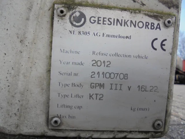 Απορριμματοφόρο GEESINK GPM III KT 2: φωτογραφία 12 Απορριμματοφόρο GEESINK GPM III KT 2: φωτογραφία 12
