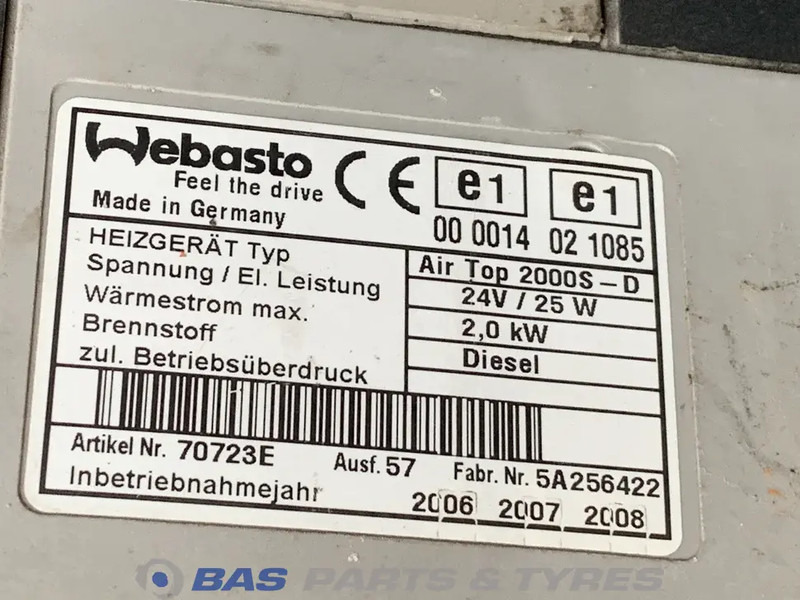 Webasto  - Θέρμανση/ Εξαερισμός για Φορτηγό: φωτογραφία 5 Webasto  - Θέρμανση/ Εξαερισμός για Φορτηγό: φωτογραφία 5