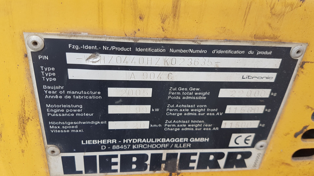 LIEBHERR A904C S/N: WLHZ044ZHZK023635 (2005) - Κατασκευή μηχανήματα: φωτογραφία 2 LIEBHERR A904C S/N: WLHZ044ZHZK023635 (2005) - Κατασκευή μηχανήματα: φωτογραφία 2