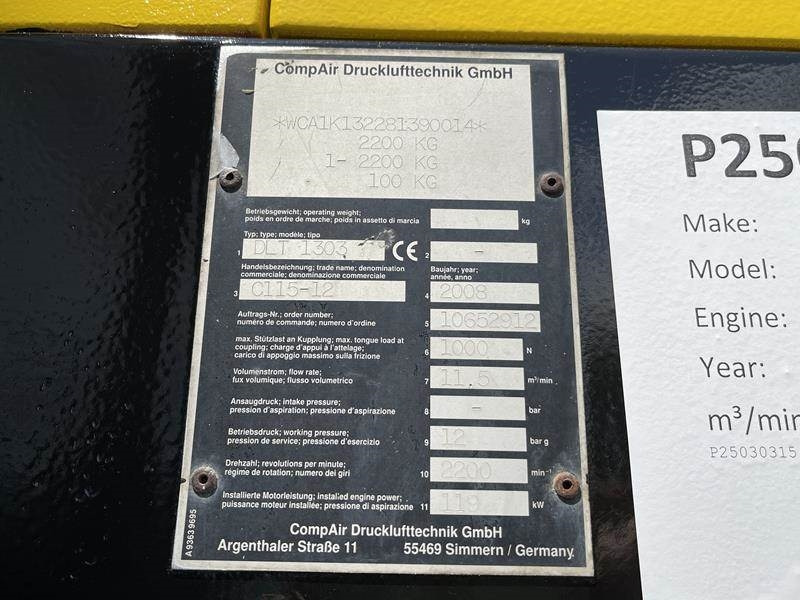 Compair C 115 - 12 - N - Αεροσυμπιεστής: φωτογραφία 5 Compair C 115 - 12 - N - Αεροσυμπιεστής: φωτογραφία 5
