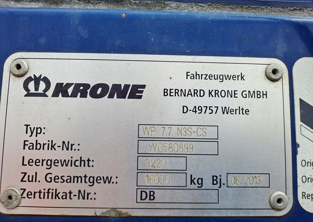 Αμάξωμα με συρρόμενο μουσαμά Krone Zabudowa BDF Krone 7.45: φωτογραφία 9