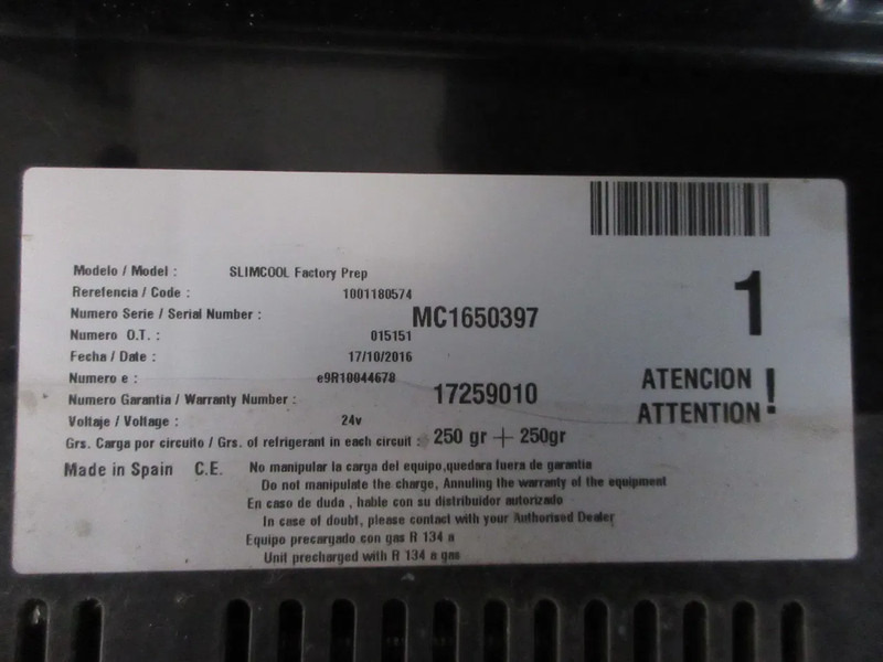 DAF 17259010 SLIMCOOL DAF DAKAIRCO XF 106 EURO 6 MODEL 2017 - Ανταλλακτικό AC για Φορτηγό: φωτογραφία 5 DAF 17259010 SLIMCOOL DAF DAKAIRCO XF 106 EURO 6 MODEL 2017 - Ανταλλακτικό AC για Φορτηγό: φωτογραφία 5