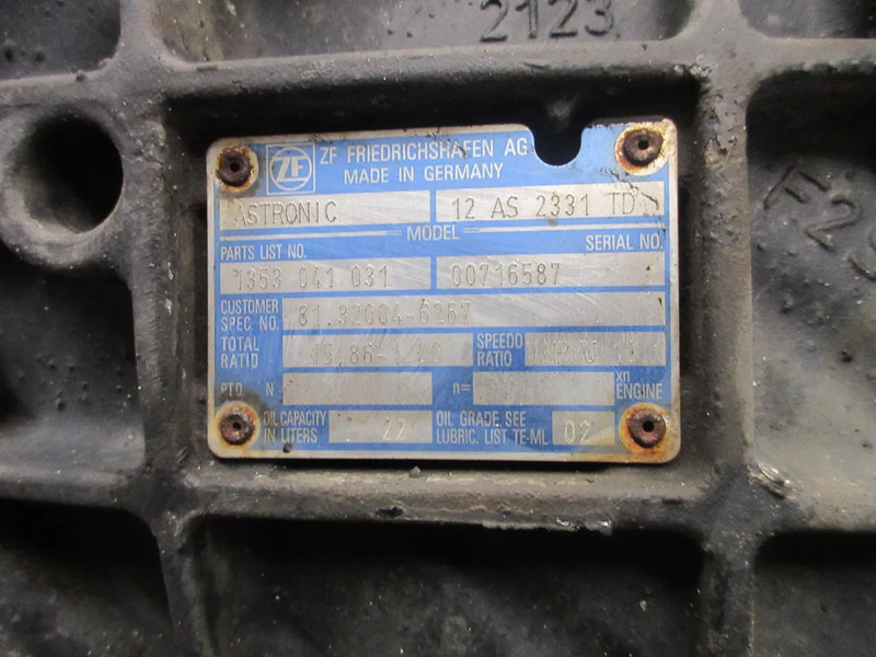 MAN 81.32004-6267 // 12AS2331 TD RATIO 15,86-1.00 TRANSMISSSIE EURO 5 - Κιβώτιο ταχυτήτων για Φορτηγό: φωτογραφία 5 MAN 81.32004-6267 // 12AS2331 TD RATIO 15,86-1.00 TRANSMISSSIE EURO 5 - Κιβώτιο ταχυτήτων για Φορτηγό: φωτογραφία 5