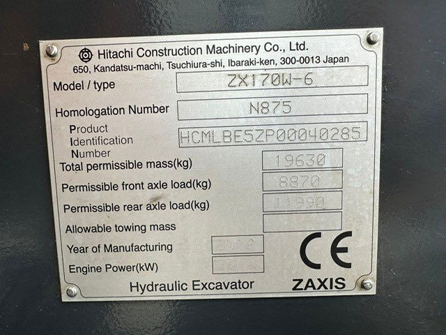 Τροχοφόρος εκσκαφέας Hitachi ZX170W-6: φωτογραφία 16