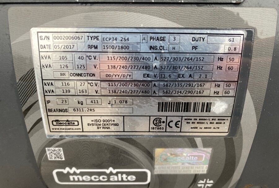 MECALAC ECP34 2S4 - Iveco Engine,126kVA,New oils, filters, Mecc Alte ECP34 2S4 - Iveco Engine,126kVA,New oils, filters, Like New - Βιομηχανική γεννήτρια: φωτογραφία 5 MECALAC ECP34 2S4 - Iveco Engine,126kVA,New oils, filters, Mecc Alte ECP34 2S4 - Iveco Engine,126kVA,New oils, filters, Like New - Βιομηχανική γεννήτρια: φωτογραφία 5