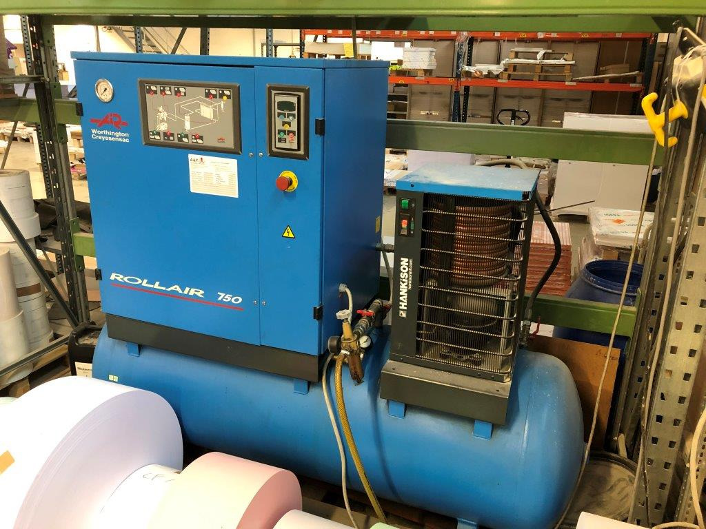 Compressor Worthington Rollair RLR 750 BM 6 500 T with Hankison refrigerated air dryer - Αεροσυμπιεστής: φωτογραφία 1 Compressor Worthington Rollair RLR 750 BM 6 500 T with Hankison refrigerated air dryer - Αεροσυμπιεστής: φωτογραφία 1