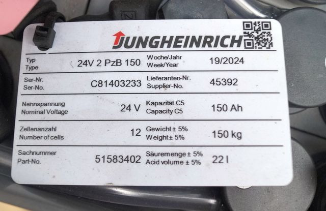 Jungheinrich unknown | Battery 24 2PZB150 year 2024 weight 150 kg sn. C81403233 - Συσσωρευτής για Ανυψωτικό μηχάνημα: φωτογραφία 4 Jungheinrich unknown | Battery 24 2PZB150 year 2024 weight 150 kg sn. C81403233 - Συσσωρευτής για Ανυψωτικό μηχάνημα: φωτογραφία 4