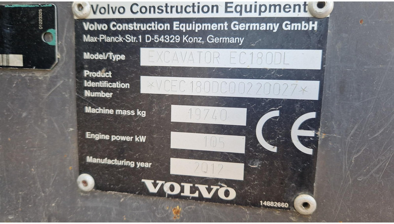 Volvo EC180DL - Ερπυστριοφόρος εκσκαφέας: φωτογραφία 5 Volvo EC180DL - Ερπυστριοφόρος εκσκαφέας: φωτογραφία 5