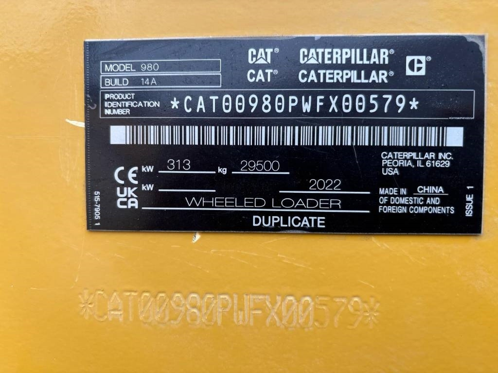 Ελαστιχοφόρος φορτωτής CAT 980: φωτογραφία 8 Ελαστιχοφόρος φορτωτής CAT 980: φωτογραφία 8