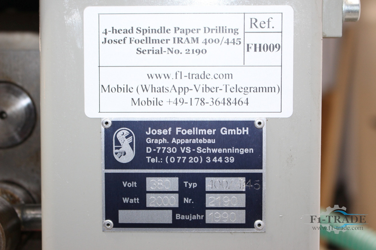 Εκτυπωτική μηχανή Josef Foellmer IRAM 400/445: φωτογραφία 6 Εκτυπωτική μηχανή Josef Foellmer IRAM 400/445: φωτογραφία 6