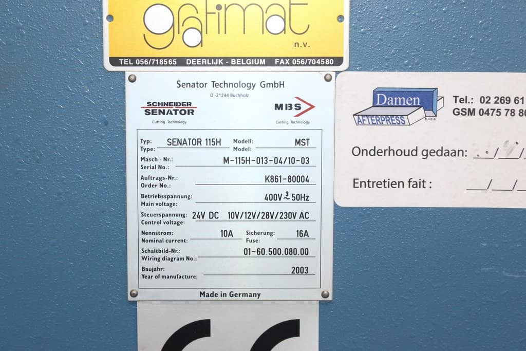 Μηχανή κοπής χαρτιού Schneider Senator 115H: φωτογραφία 6 Μηχανή κοπής χαρτιού Schneider Senator 115H: φωτογραφία 6