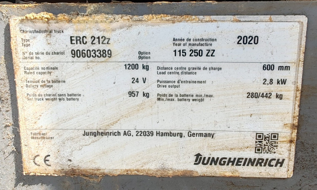 Jungheinrich ERC 212z /2020y / initial/ 2.5m/ 5876/ free lift - Μηχάνημα στοίβαξης: φωτογραφία 4 Jungheinrich ERC 212z /2020y / initial/ 2.5m/ 5876/ free lift - Μηχάνημα στοίβαξης: φωτογραφία 4