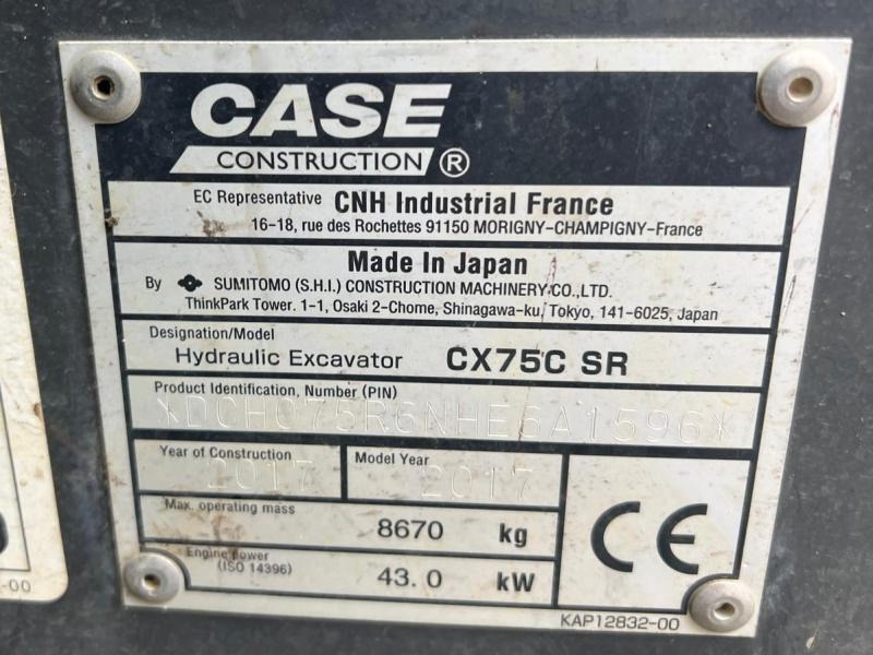 Ερπυστριοφόρος εκσκαφέας Case CX75C SR PELLE 8,5T: φωτογραφία 19 Ερπυστριοφόρος εκσκαφέας Case CX75C SR PELLE 8,5T: φωτογραφία 19