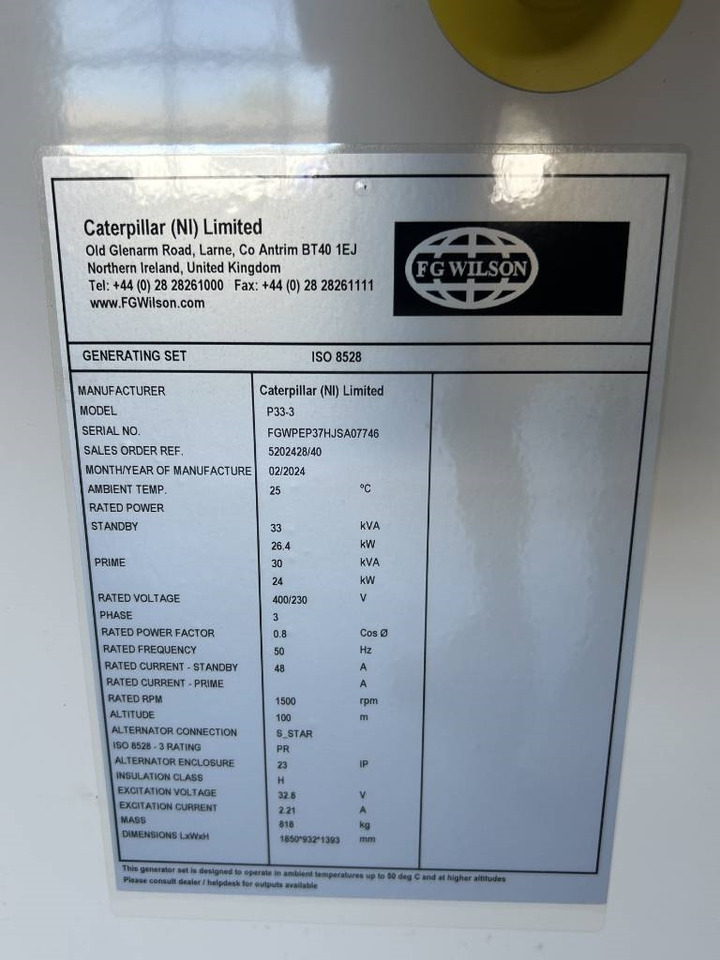 Νέα Βιομηχανική γεννήτρια FG Wilson P33-3 - 33 kVA Genset - DPX-16003: φωτογραφία 7