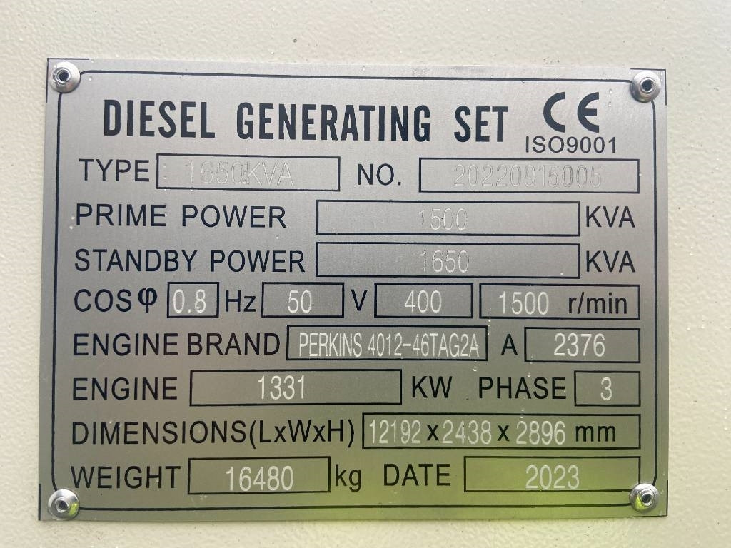 Perkins 4012-46TAG2A - 1.650 kVA Generator - DPX-19823-O - Βιομηχανική γεννήτρια: φωτογραφία 4 Perkins 4012-46TAG2A - 1.650 kVA Generator - DPX-19823-O - Βιομηχανική γεννήτρια: φωτογραφία 4
