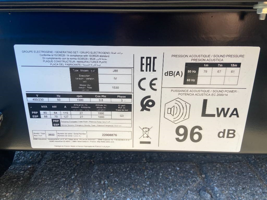 Sdmo J88 - 88 kVA Generator - DPX-17105 - Βιομηχανική γεννήτρια: φωτογραφία 4 Sdmo J88 - 88 kVA Generator - DPX-17105 - Βιομηχανική γεννήτρια: φωτογραφία 4