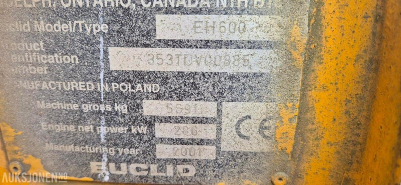 2001 EUCLID EH 600 - DUMPER - 20115 TIMER. - Ανατρεπόμενο όχημα: φωτογραφία 5 2001 EUCLID EH 600 - DUMPER - 20115 TIMER. - Ανατρεπόμενο όχημα: φωτογραφία 5