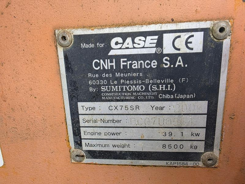 Εκσκαφέας 2005 Case CX75R Beltegraver med SMS Pusseskuff - Hydraulisk hurtigfeste - 3816 timer: φωτογραφία 15