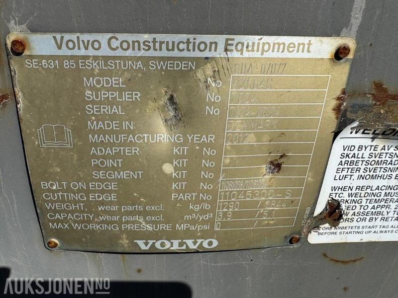 2012 Volvo 92564S Hjullasterskuff - Παρελκόμενα για Κατασκευή μηχανήματα: φωτογραφία 5 2012 Volvo 92564S Hjullasterskuff - Παρελκόμενα για Κατασκευή μηχανήματα: φωτογραφία 5
