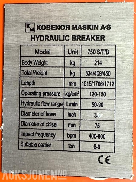 NY KM 750 Pigghammer s40/s50 CE merket FABRIKKGARANTI - Υδραυλικό σφυρί για Κατασκευή μηχανήματα: φωτογραφία 3 NY KM 750 Pigghammer s40/s50 CE merket FABRIKKGARANTI - Υδραυλικό σφυρί για Κατασκευή μηχανήματα: φωτογραφία 3