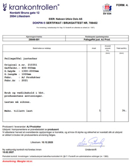 Pallegafler til håndtering av paller med kran / Kapasitet 3000 kg - Παρελκόμενα για Κατασκευή μηχανήματα: φωτογραφία 3 Pallegafler til håndtering av paller med kran / Kapasitet 3000 kg - Παρελκόμενα για Κατασκευή μηχανήματα: φωτογραφία 3