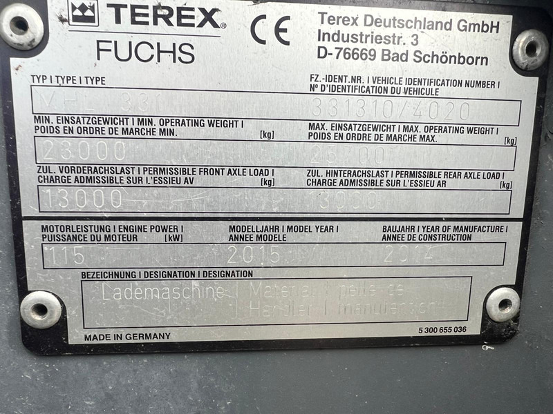 Τροχοφόρος εκσκαφέας Terex Fuchs MHL331: φωτογραφία 8