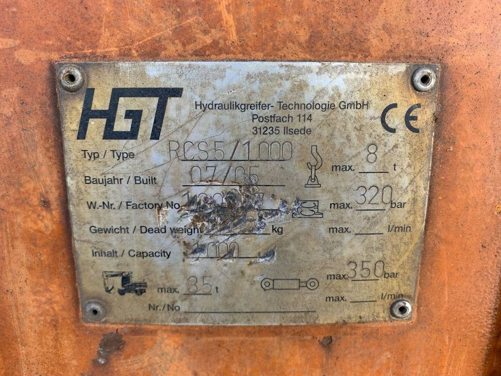 HGT RCS5-1000 - Αρπάγη για Κατασκευή μηχανήματα: φωτογραφία 3 HGT RCS5-1000 - Αρπάγη για Κατασκευή μηχανήματα: φωτογραφία 3