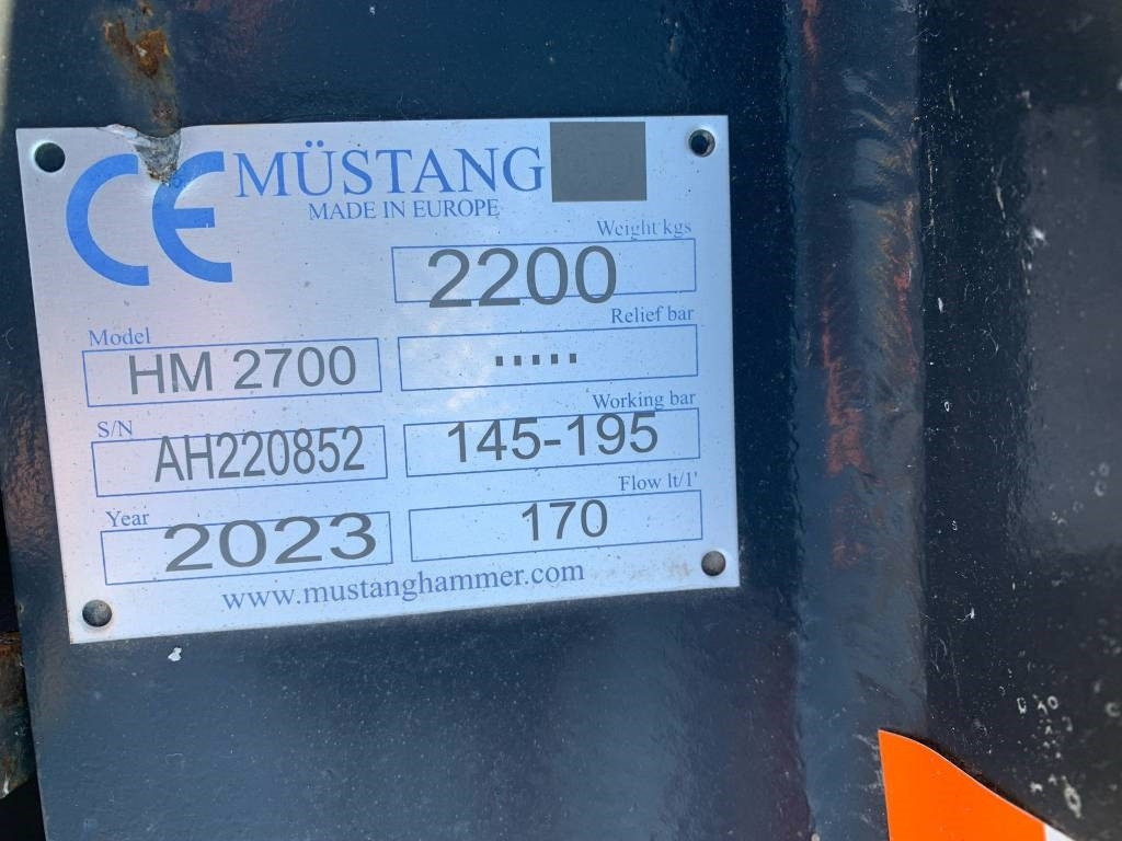 Mustang HM2700 - Υδραυλικό σφυρί για Κατασκευή μηχανήματα: φωτογραφία 3 Mustang HM2700 - Υδραυλικό σφυρί για Κατασκευή μηχανήματα: φωτογραφία 3