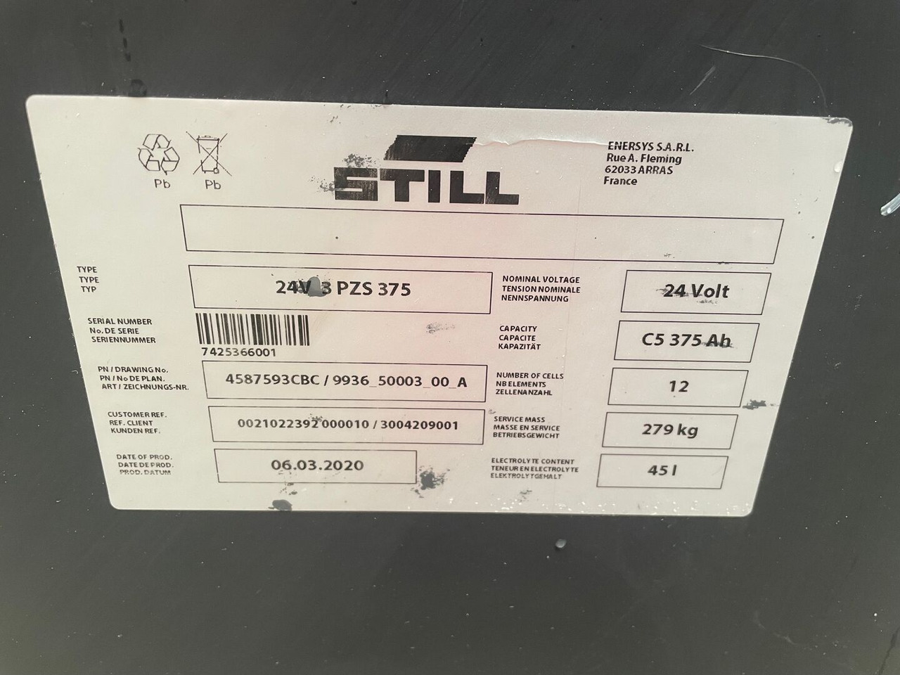 Hawker 24 Volt I 3 PZS 375 - Συσσωρευτής για Ανυψωτικό μηχάνημα: φωτογραφία 2 Hawker 24 Volt I 3 PZS 375 - Συσσωρευτής για Ανυψωτικό μηχάνημα: φωτογραφία 2