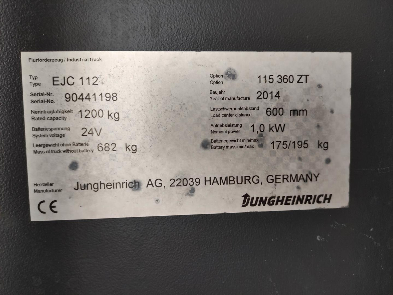 Jungheinrich EJC 112 - Μηχάνημα στοίβαξης: φωτογραφία 5 Jungheinrich EJC 112 - Μηχάνημα στοίβαξης: φωτογραφία 5