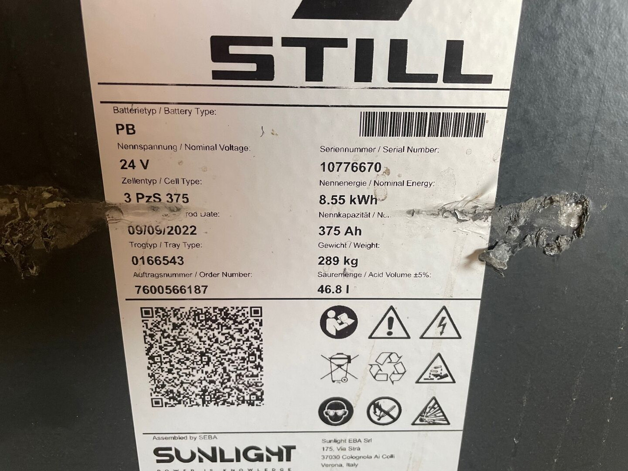 Sunlight I 24 Volt I 3 PzS 375 - Συσσωρευτής για Ανυψωτικό μηχάνημα: φωτογραφία 2 Sunlight I 24 Volt I 3 PzS 375 - Συσσωρευτής για Ανυψωτικό μηχάνημα: φωτογραφία 2