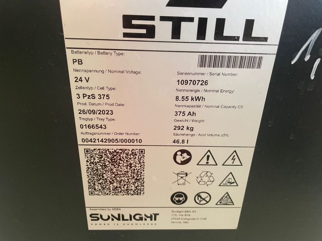Sunlight I 24 Volt I 3 PzS 375 - Συσσωρευτής για Ανυψωτικό μηχάνημα: φωτογραφία 2 Sunlight I 24 Volt I 3 PzS 375 - Συσσωρευτής για Ανυψωτικό μηχάνημα: φωτογραφία 2