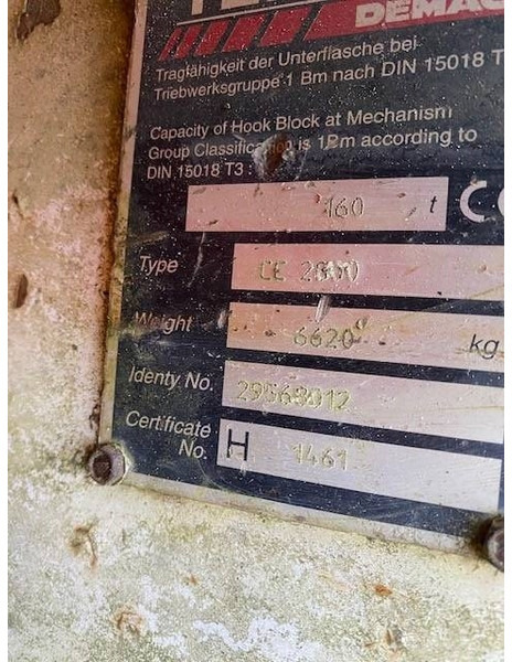 Terex Demag 160t hook block 5-sheave CC2800 / TC2800 - Γερανός παπαγάλος για Κατασκευή μηχανήματα: φωτογραφία 5 Terex Demag 160t hook block 5-sheave CC2800 / TC2800 - Γερανός παπαγάλος για Κατασκευή μηχανήματα: φωτογραφία 5