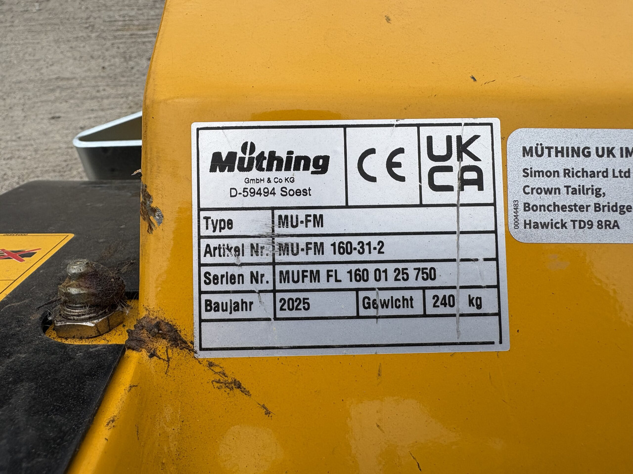 Muthing MU-FM160 JD Outfront Flail Mower - Χλοοκοπτικό: φωτογραφία 4 Muthing MU-FM160 JD Outfront Flail Mower - Χλοοκοπτικό: φωτογραφία 4