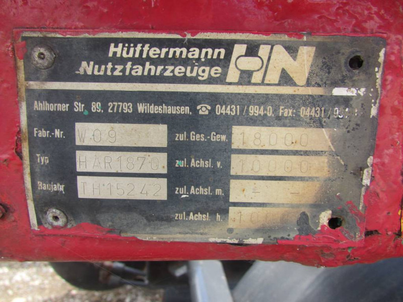 Huffermann HAR 18.70 Containeranhänger 3.900 EUR - Ρυμούλκα μεταφοράς εμπορευματοκιβωτίων/ Κινητό αμάξωμα: φωτογραφία 4 Huffermann HAR 18.70 Containeranhänger 3.900 EUR - Ρυμούλκα μεταφοράς εμπορευματοκιβωτίων/ Κινητό αμάξωμα: φωτογραφία 4